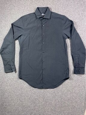 Van Heusen Men's Slim Fit Wrinkle-Free Black Dress Shirt, Size: M 15 32/33